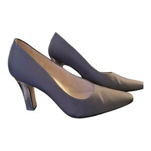 Vintage Nine West Pewter Metallic Heels Size 7 Chic Statement Pumps